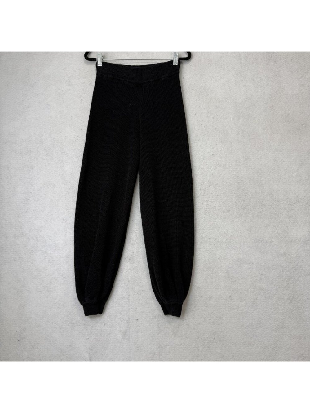FP Beach Jogger Pants Womens XS Black Knit Linen Cotton Elastic Waist Cuffed